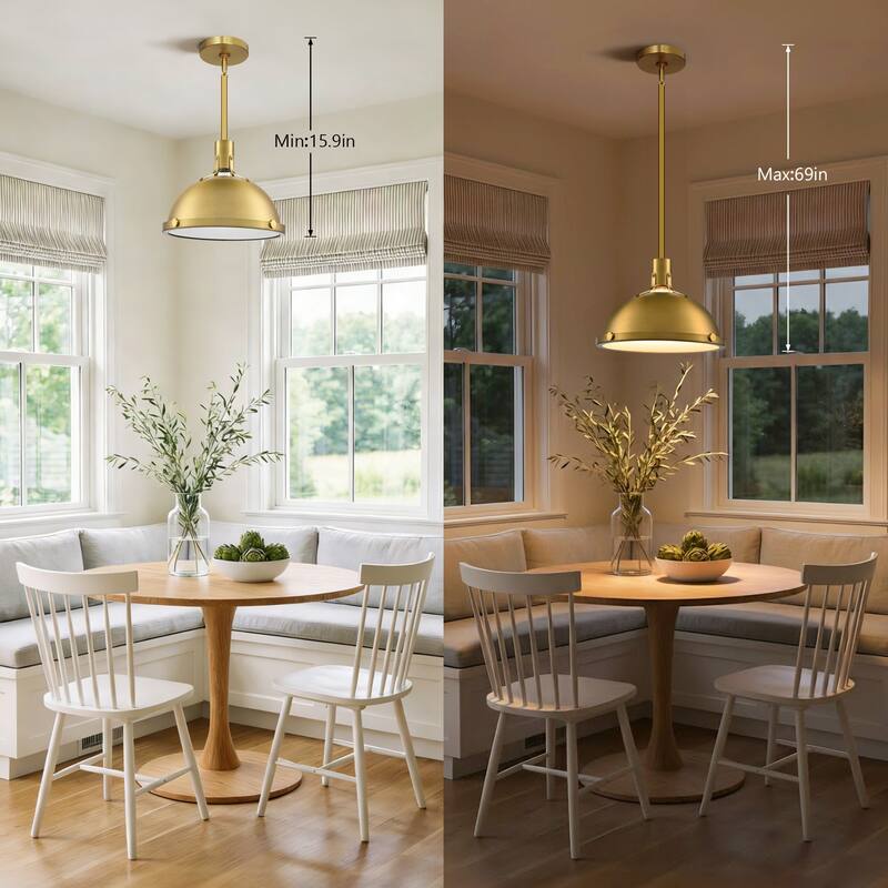 3-Light Farmhouse 3-Light Dome Chandelier Metal Pendant Light