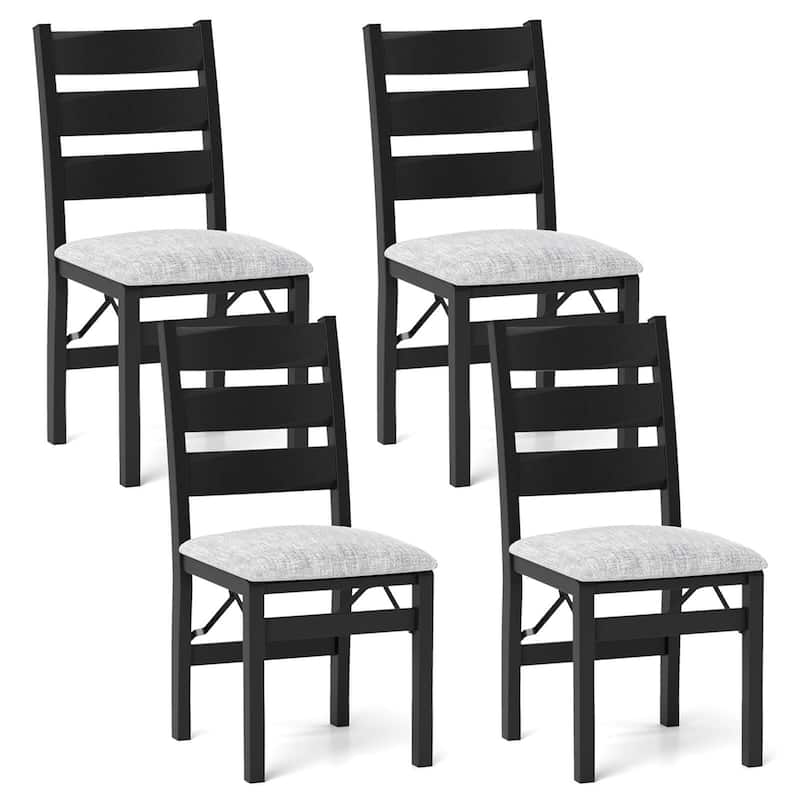 Costway Folding Chairs Set of 2/4 Modern Upholstered Chairs with Comfy - 4 PCS - Set of 4