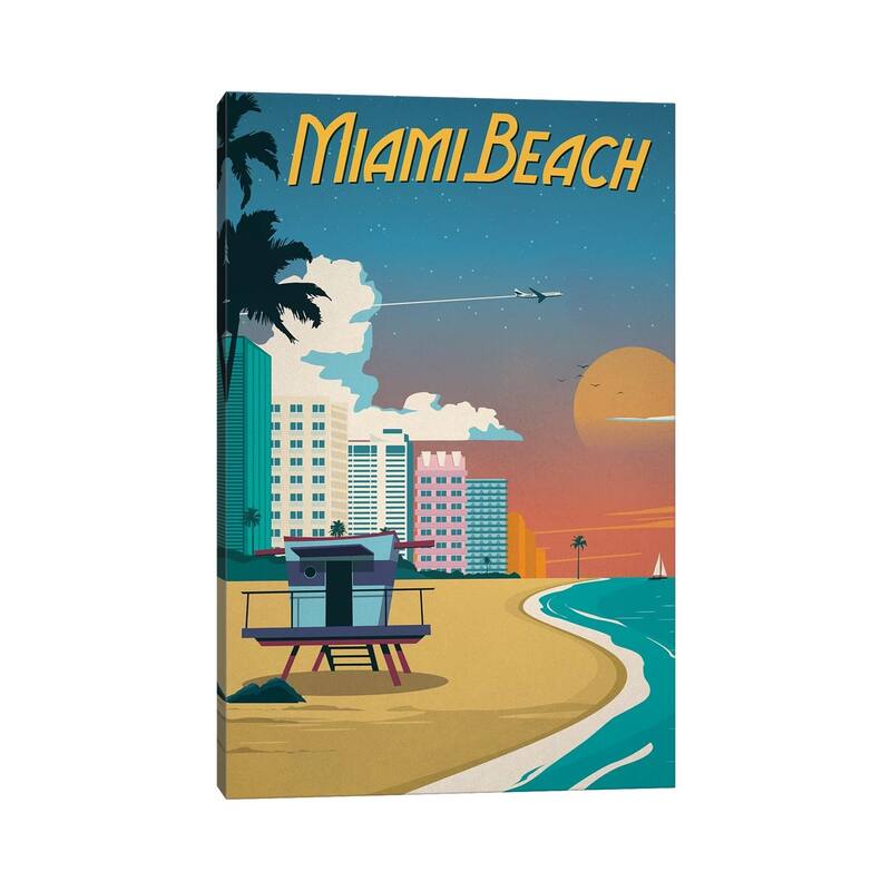 iCanvas "Miami Beach" by IdeaStorm Studios Canvas Print