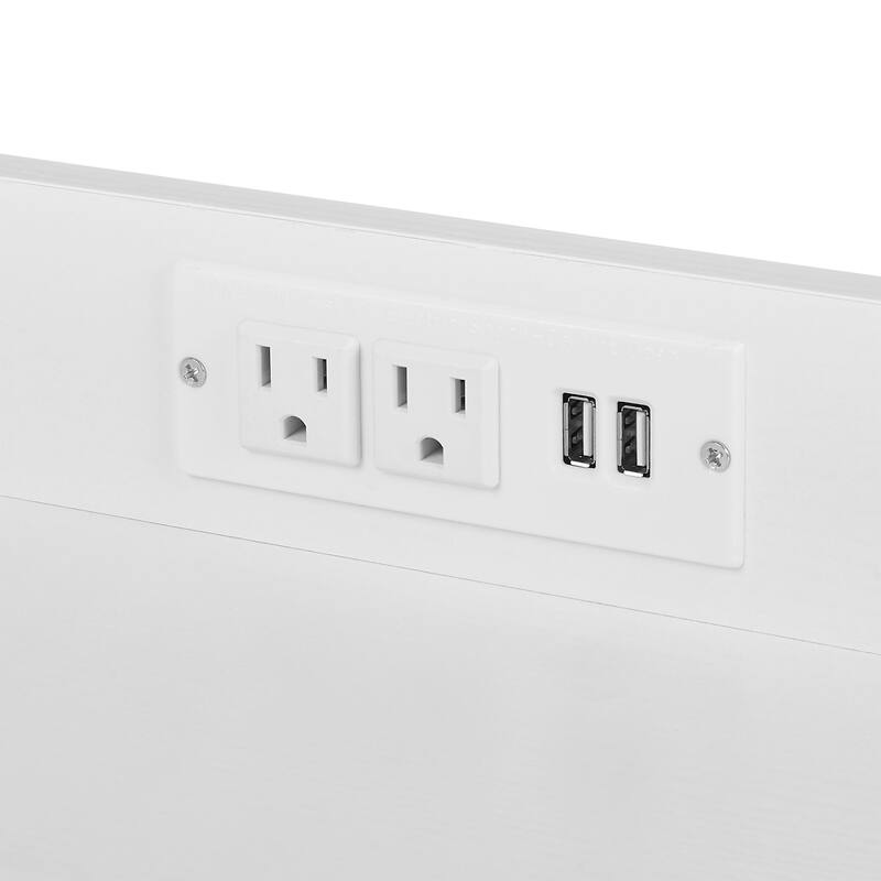 VECELO Mobile Printer Stand with Outlets & Locking Wheels White Rolling Cart Home Office Cart with USB Charging Station