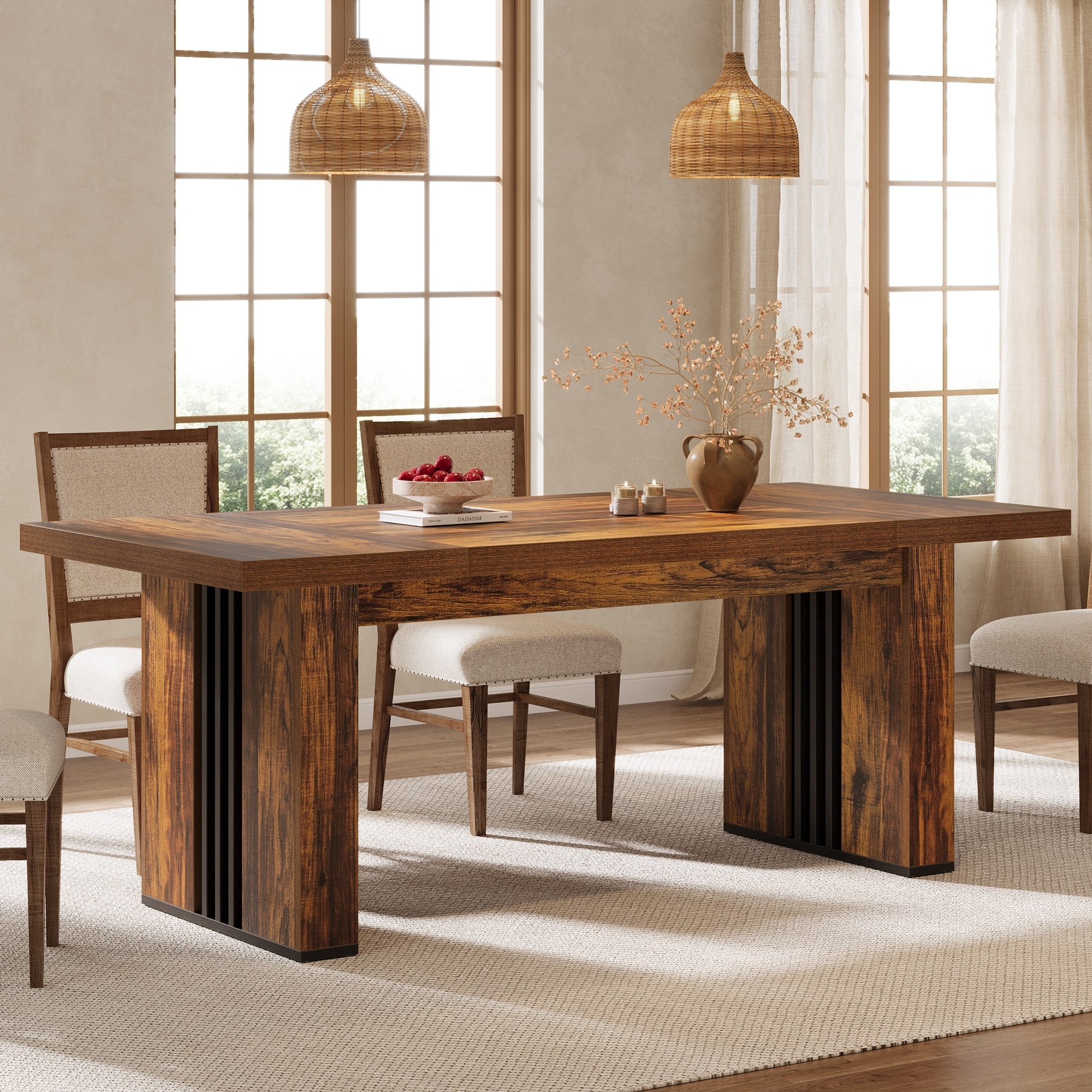 70.86-Inch Dining Table for 6-8 People, Heavy Duty Wooden Kitchen