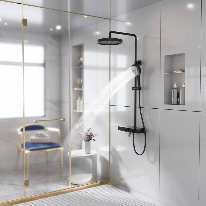 Modland 3-Function Wall Mount Shower System with Tub Spout 10.8" Rainfall Shower & Handheld Shower