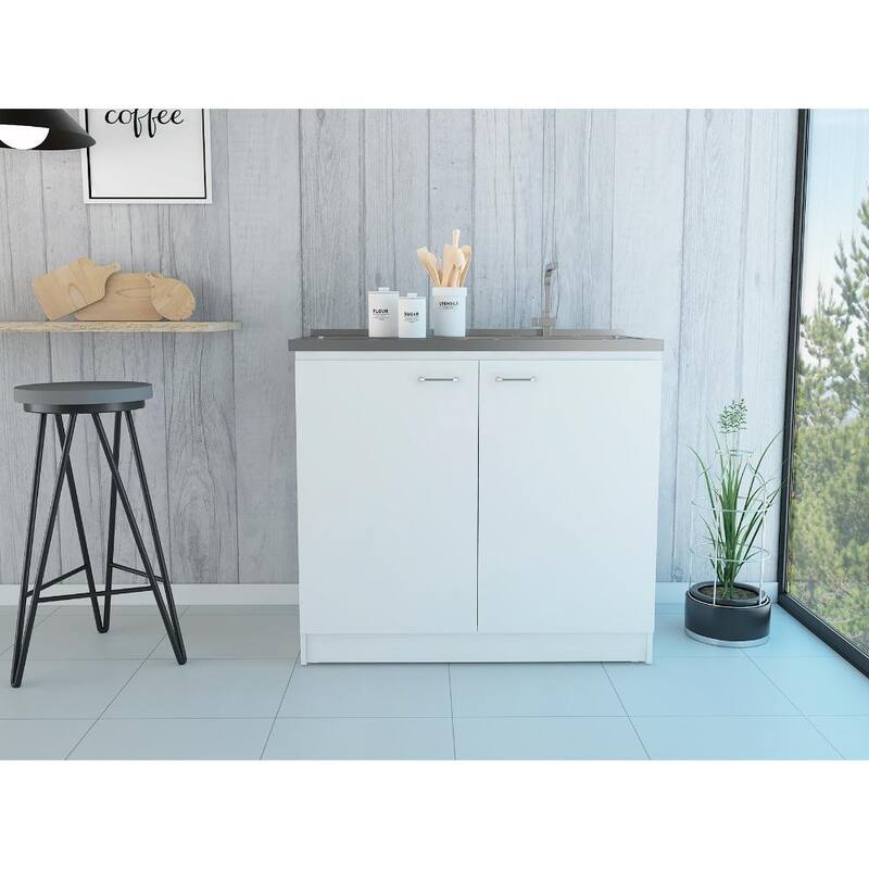 TUHOME Napoles Utility Sink Cabinet with Integrated Steel Sink - N/A