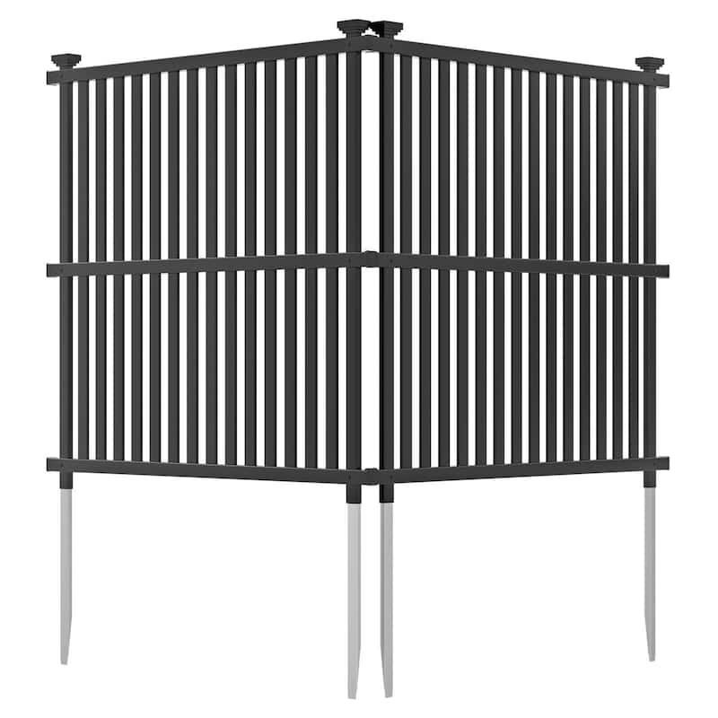 Costway 2/4 PCS Air Conditioner Fence Panels with Metal Ground Stakes