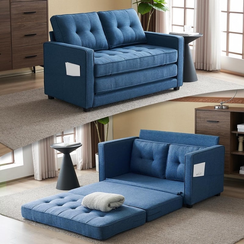 VINGLI Loveseat Sleeper - 53.5''W Navi Blue