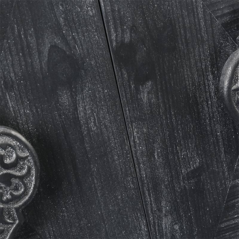 Carved Flower Door Handle, Antique Four Door Cabinet for Living Room