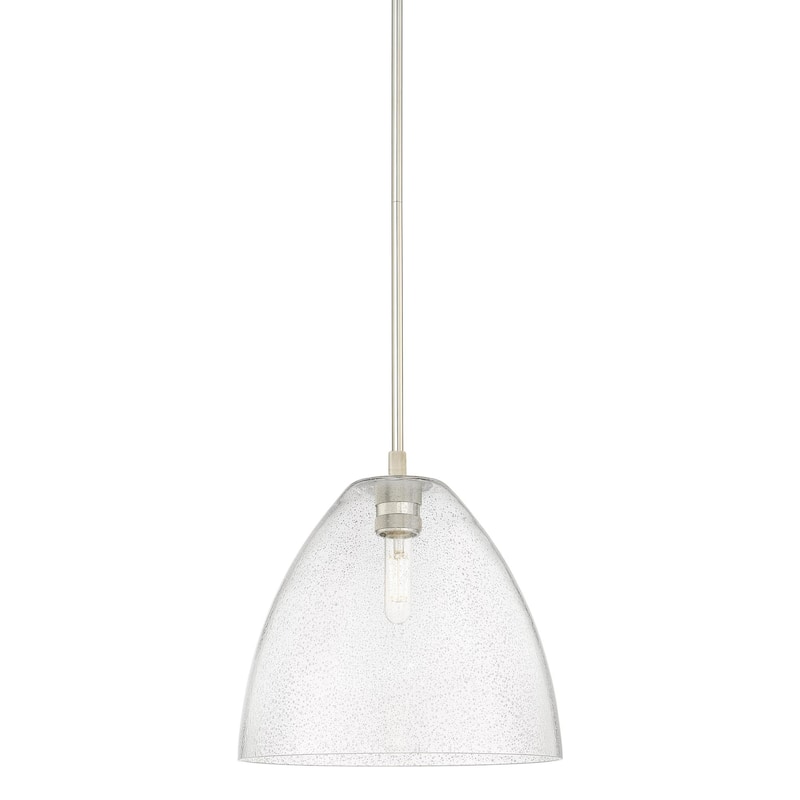 Innovations Lighting 434-1S-11-12 Crown Point Pendant Dome Crown Point - Polished Nickel / Seedy