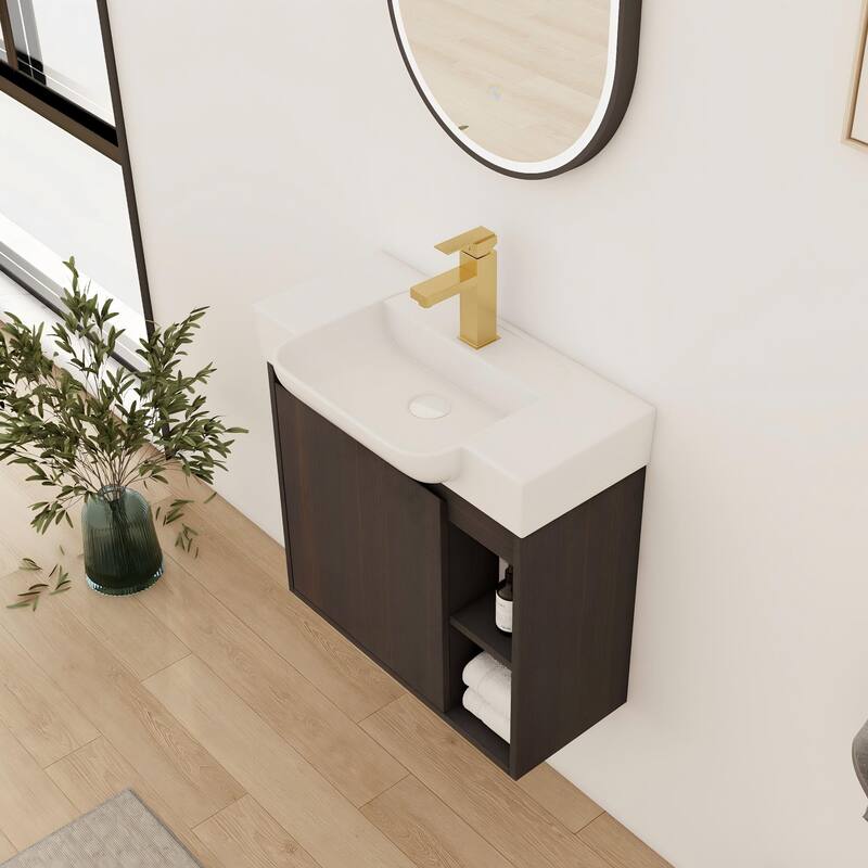 Bathroom Vanity With Sink In 24/28 Inch, Floating Bathroom Vanity With Soft Close Door