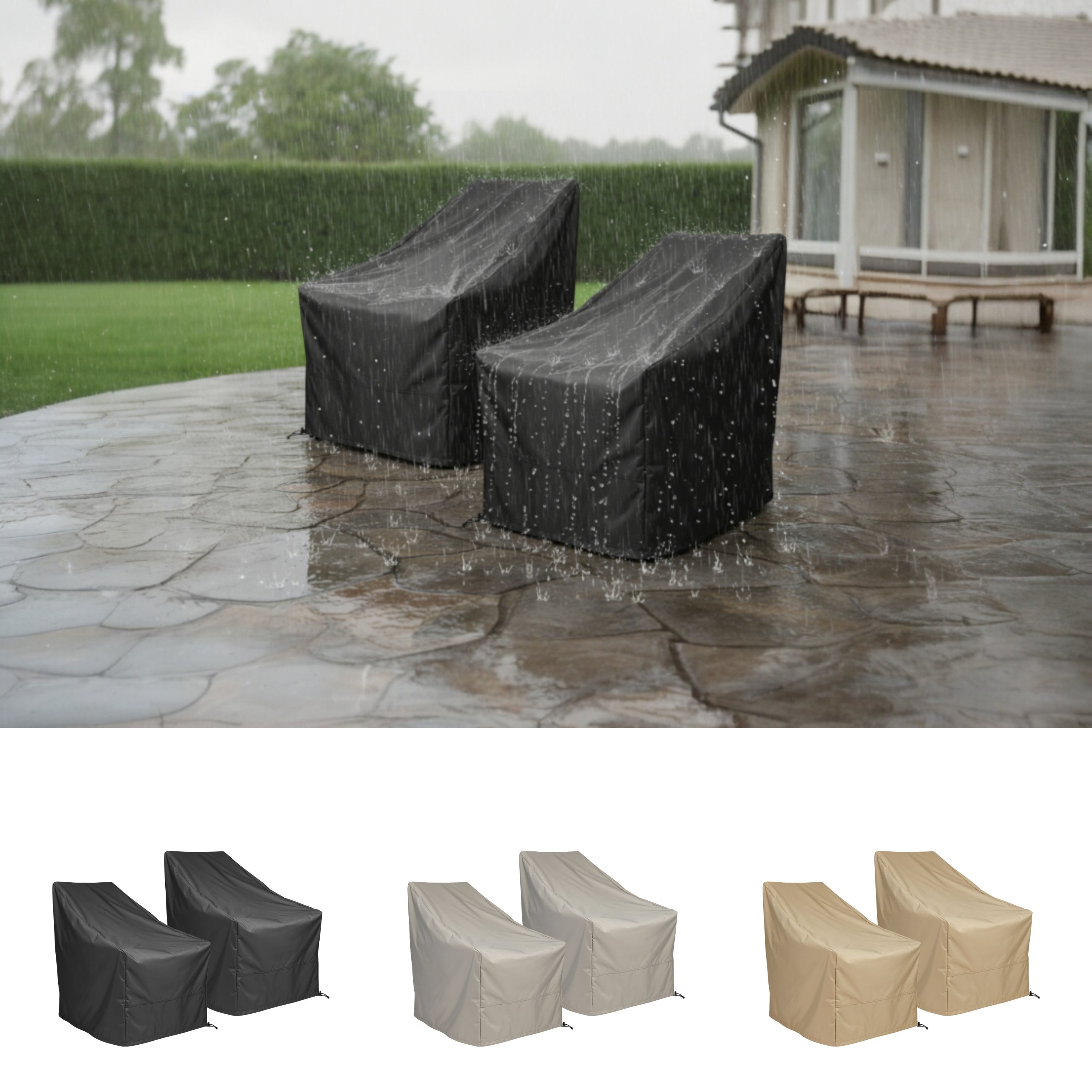 Porch & Den 2-Pack Adirondack Chair Weatherproof Polyester Patio Chair Cover