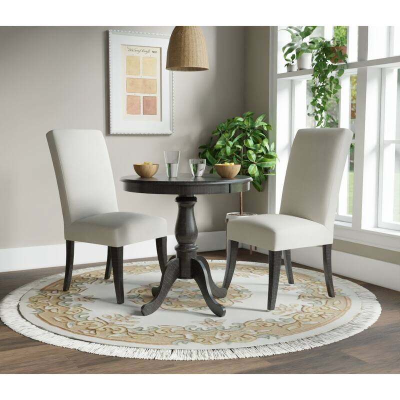 Round Pedestal Dining Table with Carved Feet - 30" - Espresso Brown