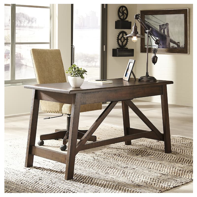 Baldridge Rustic Brown Home Office Large Leg Desk
