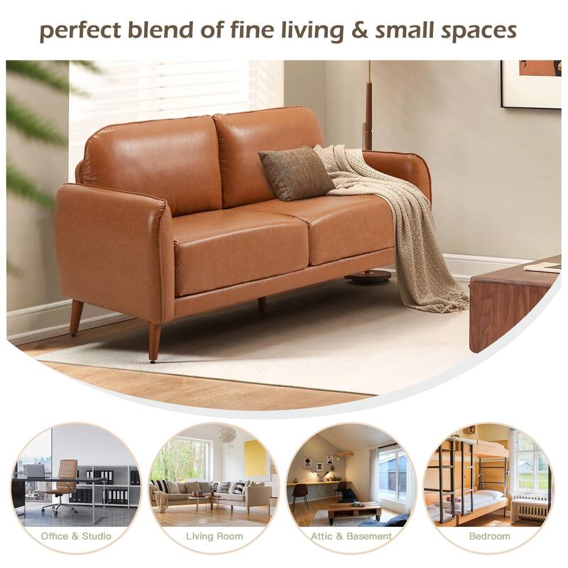 Modern double sofa for small spaces with storage, 2 soft cushions