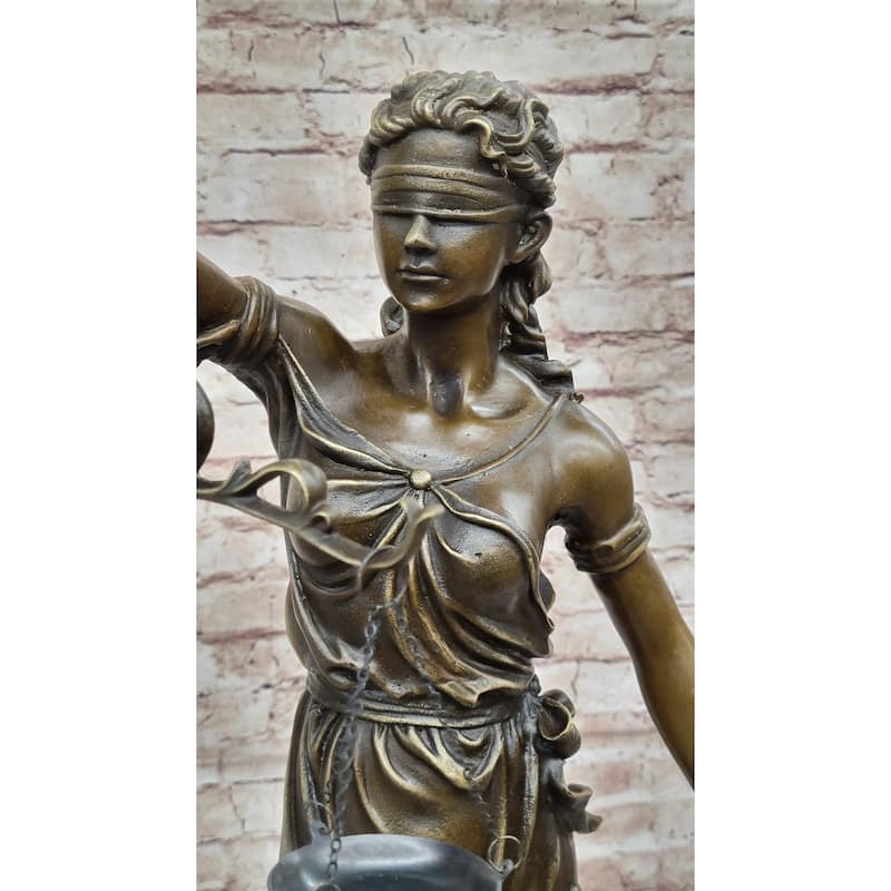 Themis Blind Lady Of Justice Bronze Sculpture Statue Lawyer Attorney Decor
