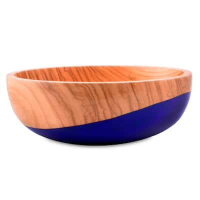 Novica Handmade Spicy Blue Wood Bowl (Large)