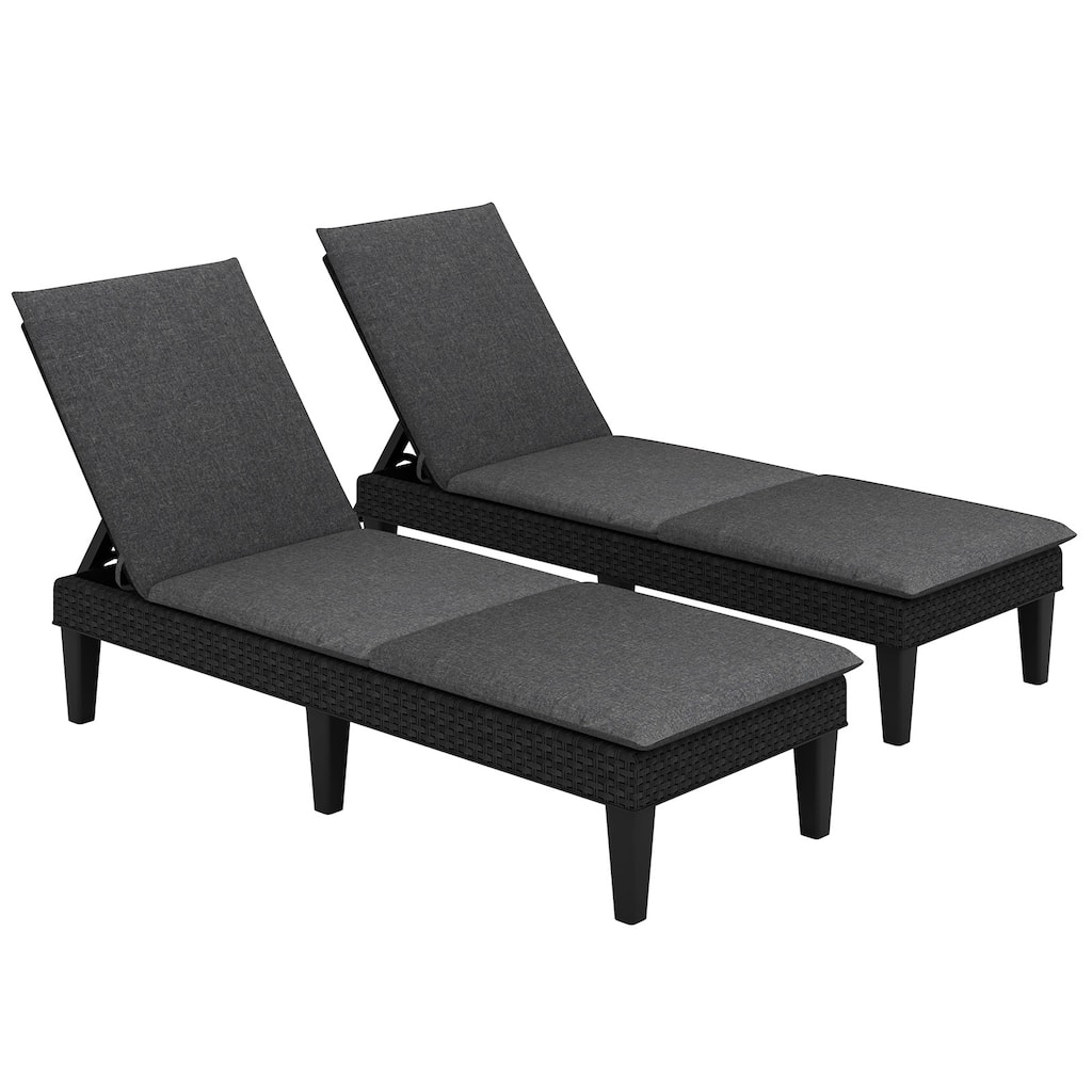Gymax 2PCS Patio Lounge Chair Recliner Chair w/ 3-Position Adjustable