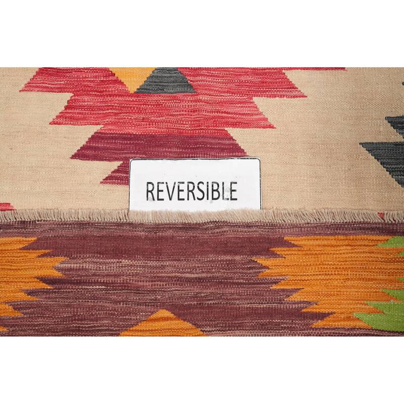 Hand Woven Oriental 100% Wool Carpet Southwestern Tribal Multi-Colored Kilim Area Rug - 12' 11'' X 10' 2''