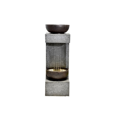 34" H Rainfall Fountain W/Bowl On Top W/LEDs