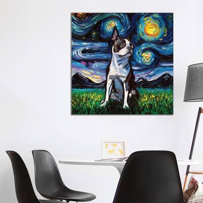 iCanvas "Boston Terrier Night II" by Aja Trier Canvas Print