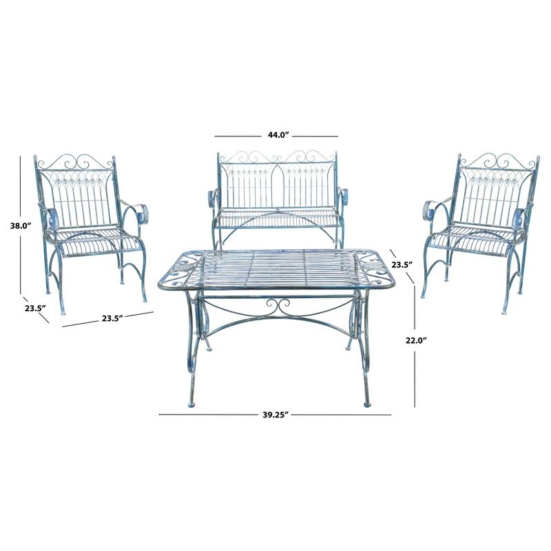SAFAVIEH Outdoor Jalyn Victorian Scroll Iron 4-Piece Patio Set