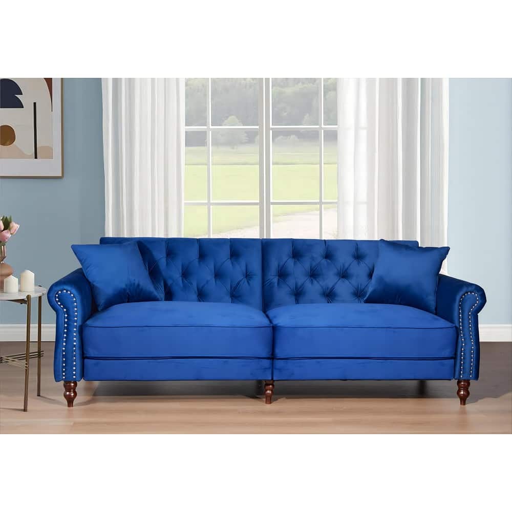 87.8'' Convertible Velvet Sofa Bed Sleeper Futon