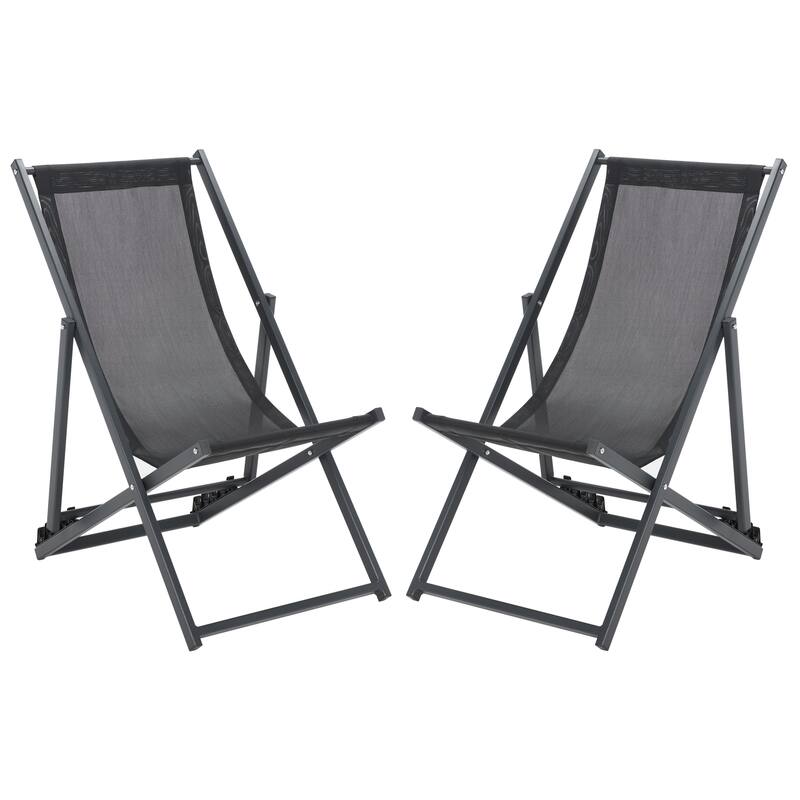 SAFAVIEH Outdoor Malaya Set of 2 Sling Chairs - 36" W x 22" D x 30" H - 36Wx22Dx30H