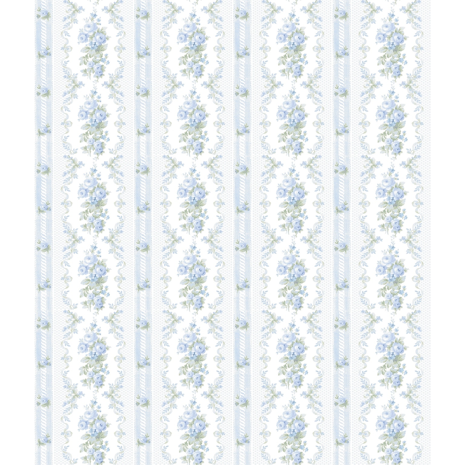 LoveShackFancy Dreamy Days Sweet Blue Stripe and Floral Wallpaper