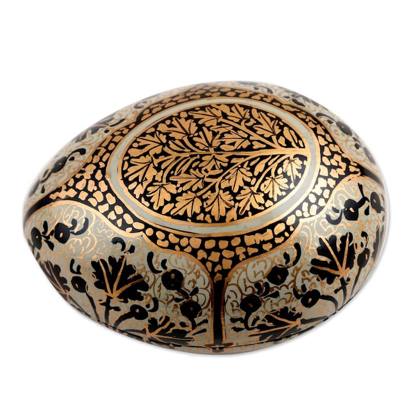 Novica Handmade Midnight Delight In Aqua Decorative Papier Mache Box - Gold