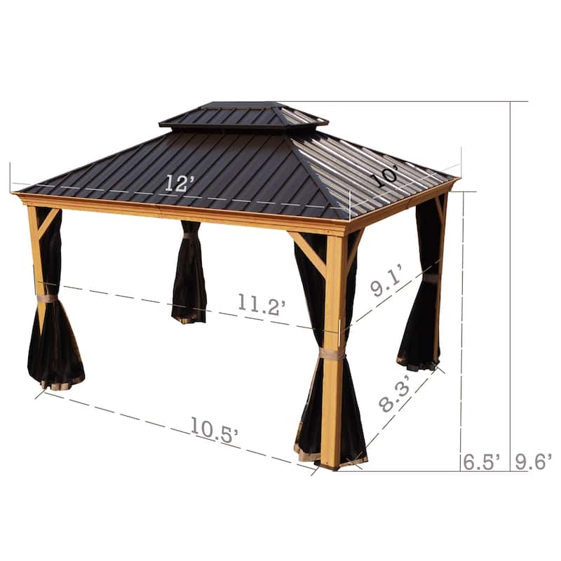 Kozyard Apollo Wood-look Aluminum Hardtop Gazebo