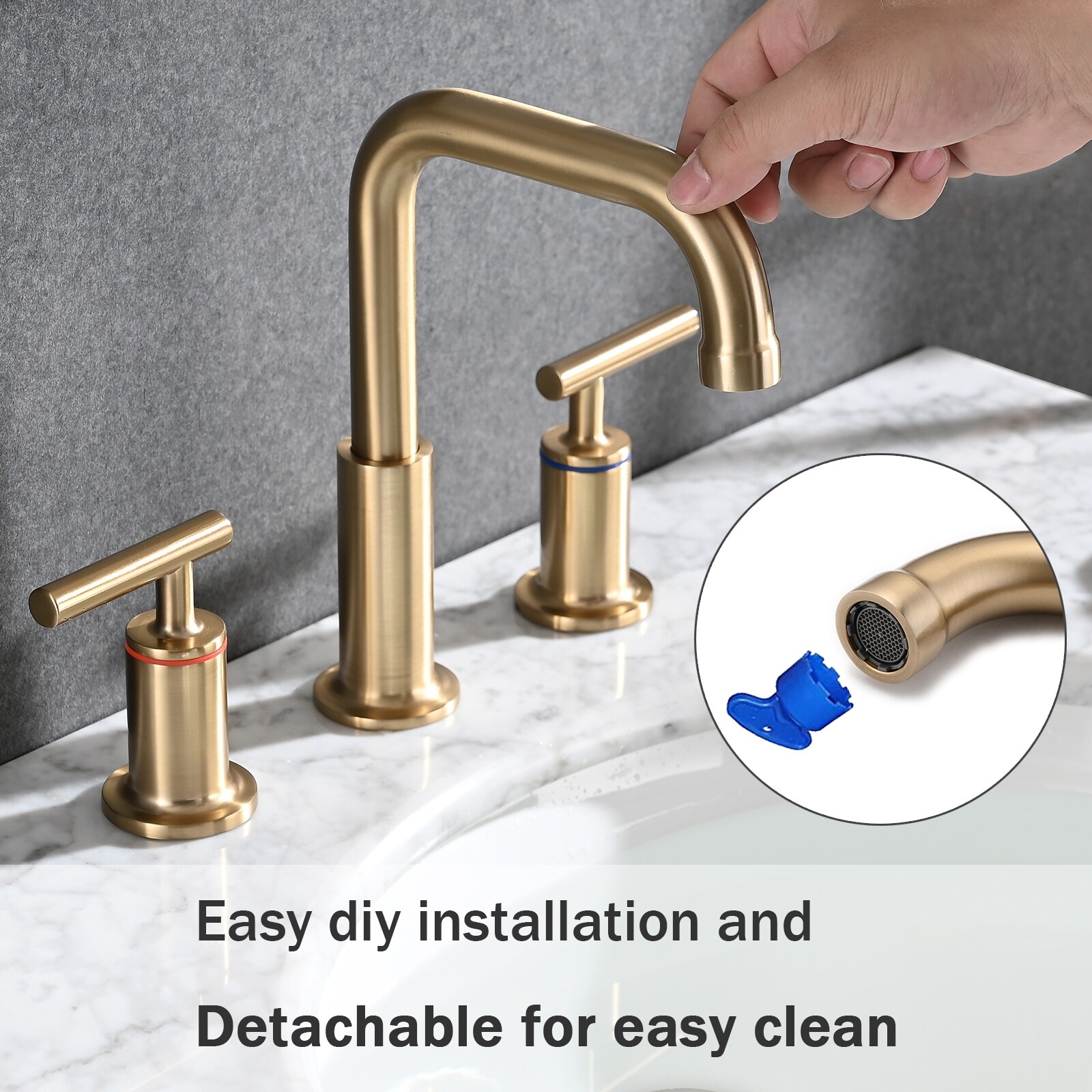 PROOX 8 in.Widespread Lavatory 2 Handles Bathroom Faucet with
