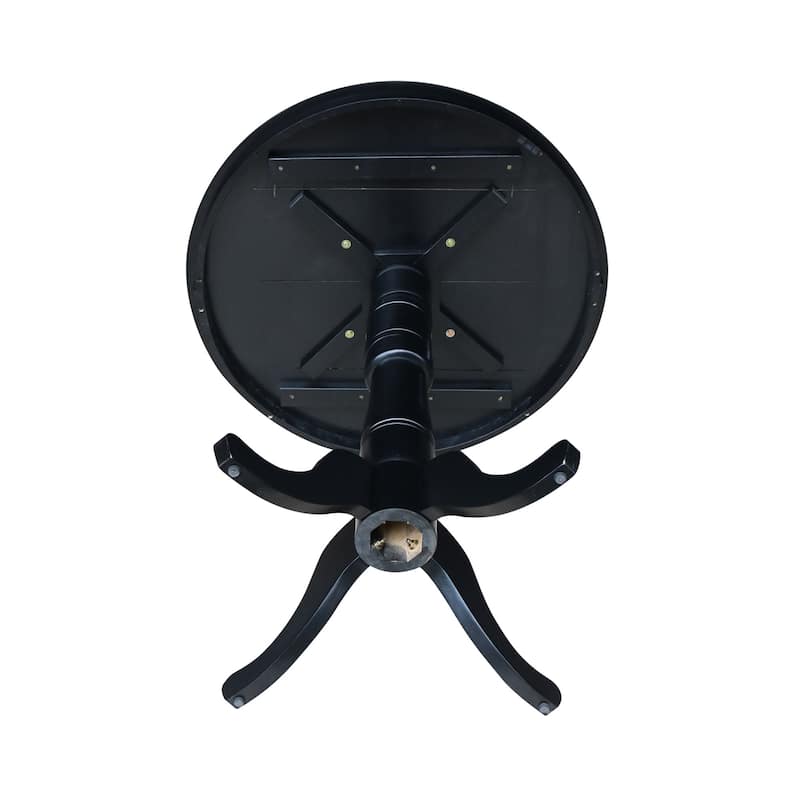 International Concepts Black 36-inch Round Pedestal Table with 6-inch Extensions
