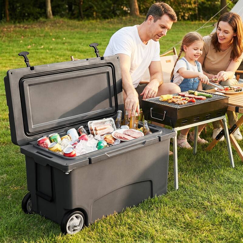 Gymax 75 Quart Portable Hard Cooler Insulated Rolling Cooler w/6-Day