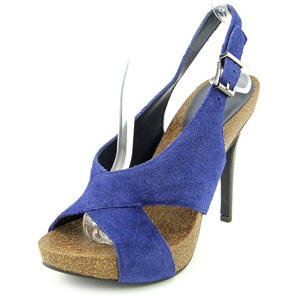 BCBGeneration Greer Women Open-Toe Suede Blue Slingback Heel
