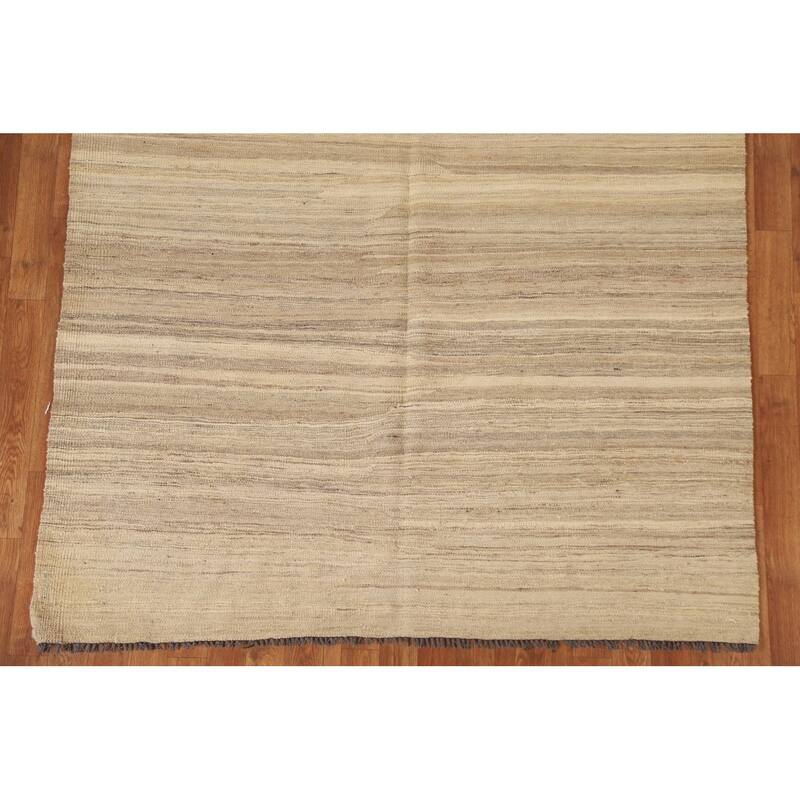 Kilim Earth Tone Modern Area Rug Hand-woven Wool Carpet - 5'1"x 6'10"