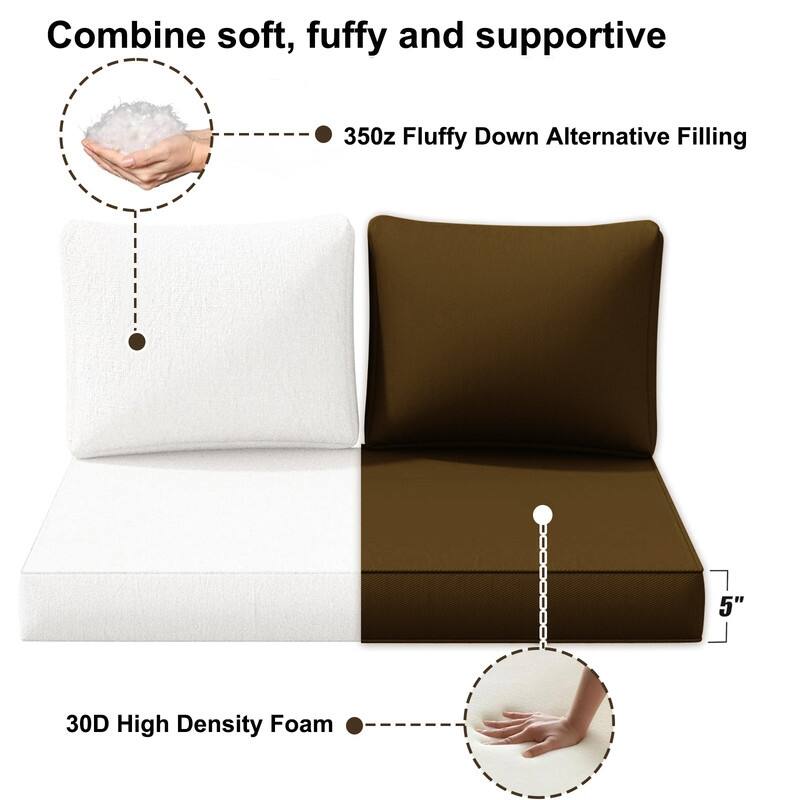 Outdoor Loveseat Cushion Set (Set of 1 Seats,48x24in, 2 Backs,24x18in )