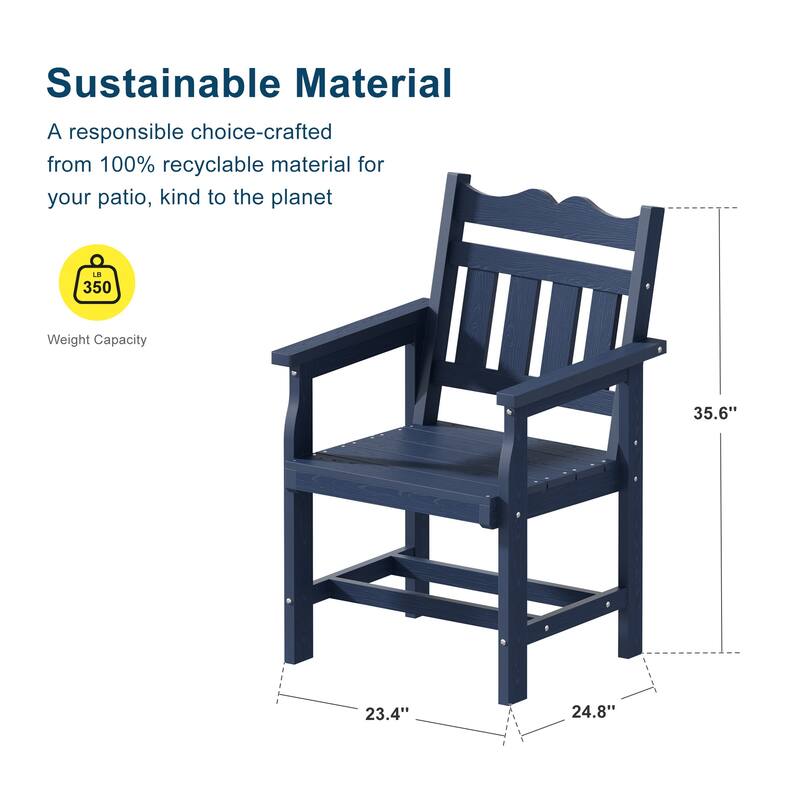 HIPS Patio Dining Chairs Ergonomic All-weather Patio Seats (Set of 2)