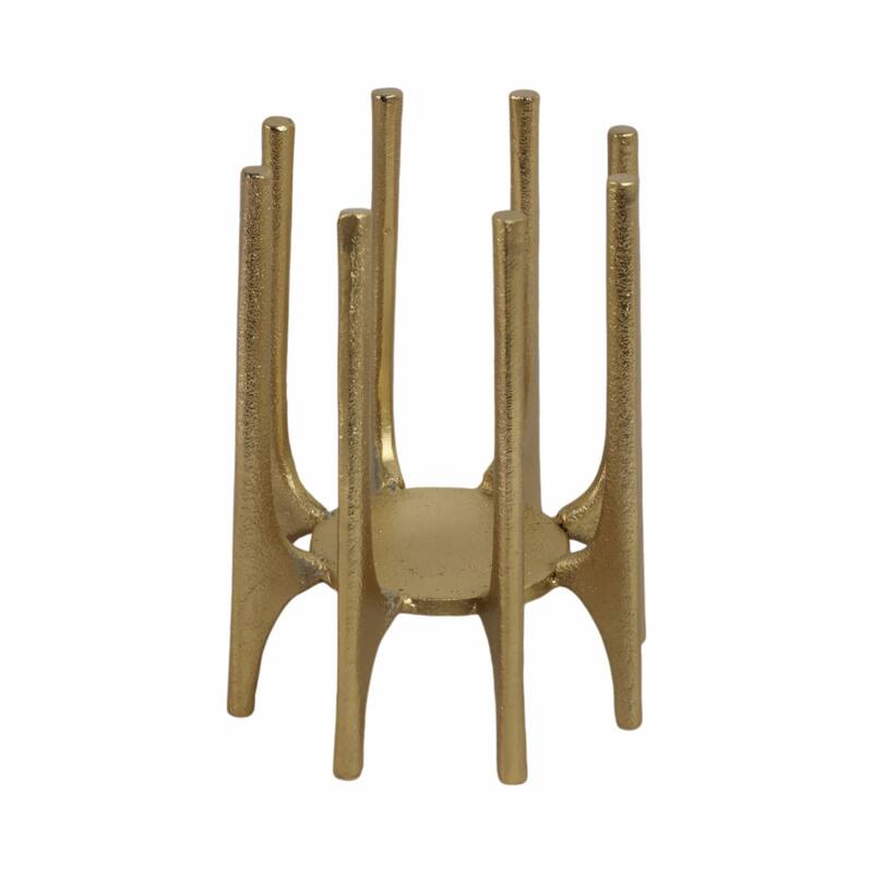 Metal Spike Legs Pillar Candle Holder Decor - Gold, 6 in.
