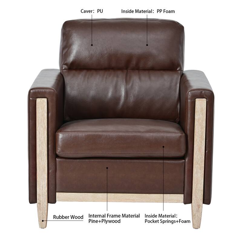 1-Seater Sofa with High-Resilience Sponge, Solid Wood Frame for Small Spaces