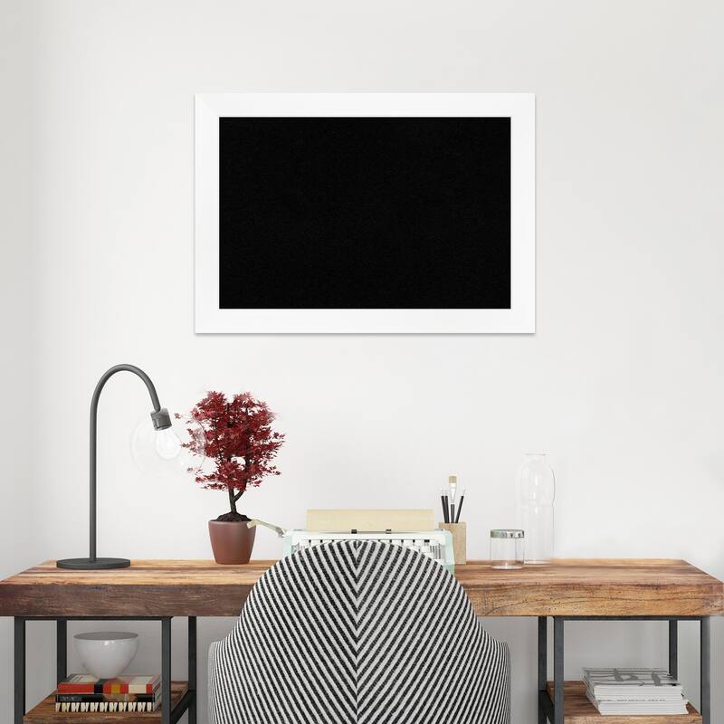 Cabinet White Narrow Framed Black Corkboard Bulletin Board