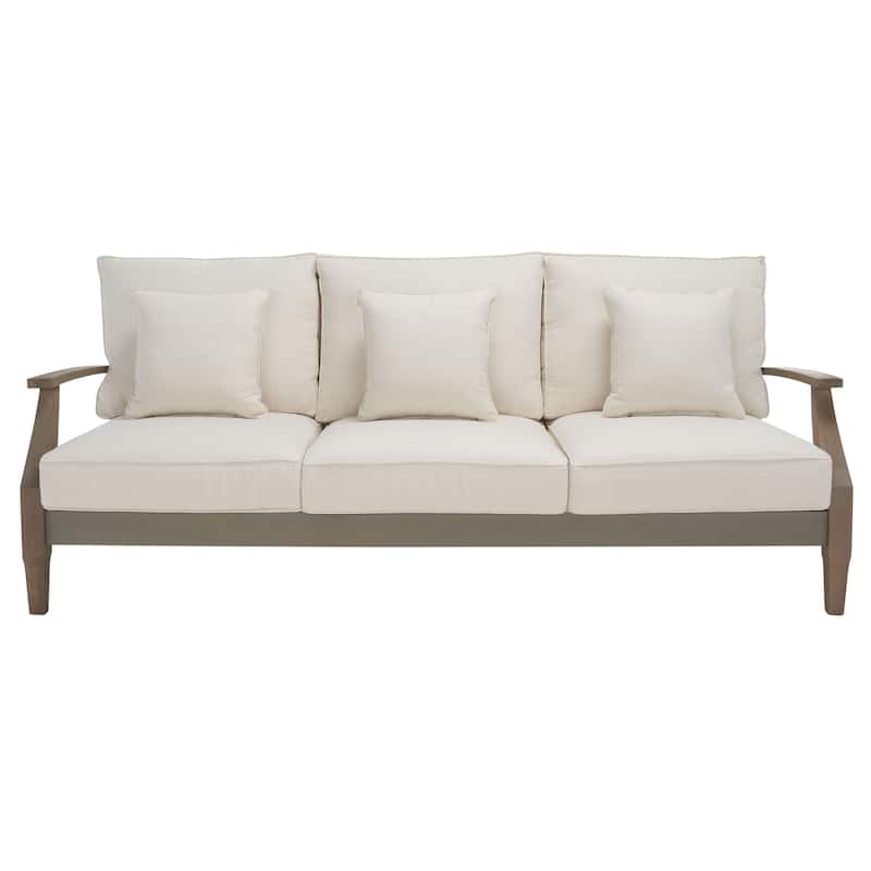 SAFAVIEH Couture Martinique Wood Patio Sofa - 82"W x 35"D x 32"H