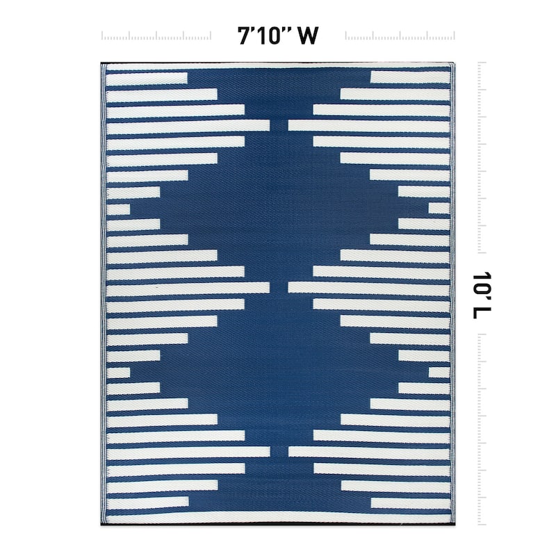 World Rug Gallery Bohemian Stripe Diamond Reversible Recycled Plastic Outdoor Rugs