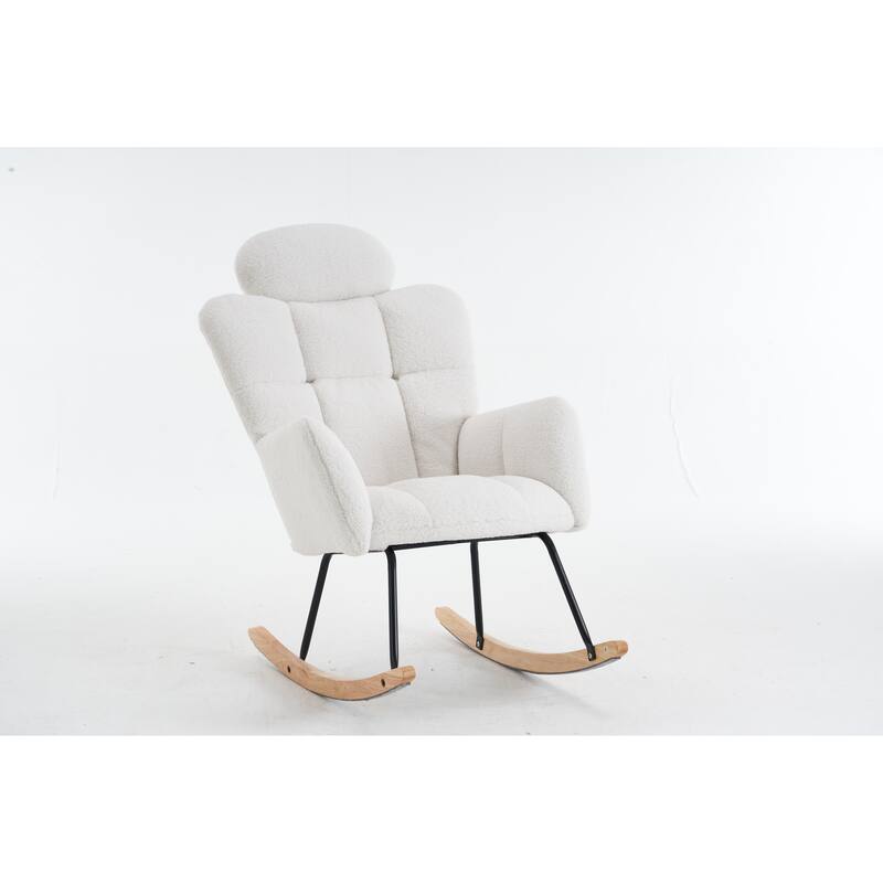 Ivory Accent Armchair Padded Chair Rocking Chair, Comfortable Office Chair Leisure Chair Lounge Chair - Ivory