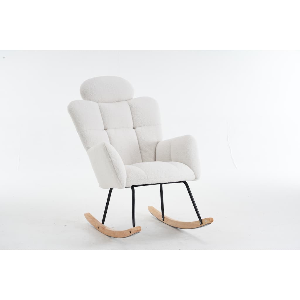 Ivory Accent Armchair Padded Chair Rocking Chair, Comfortable Office Chair Leisure Chair Lounge Chair