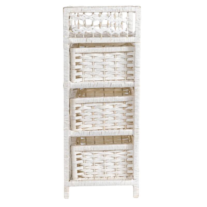 Household Essentials Woven 3 Drawer Chest with Cutout Handles