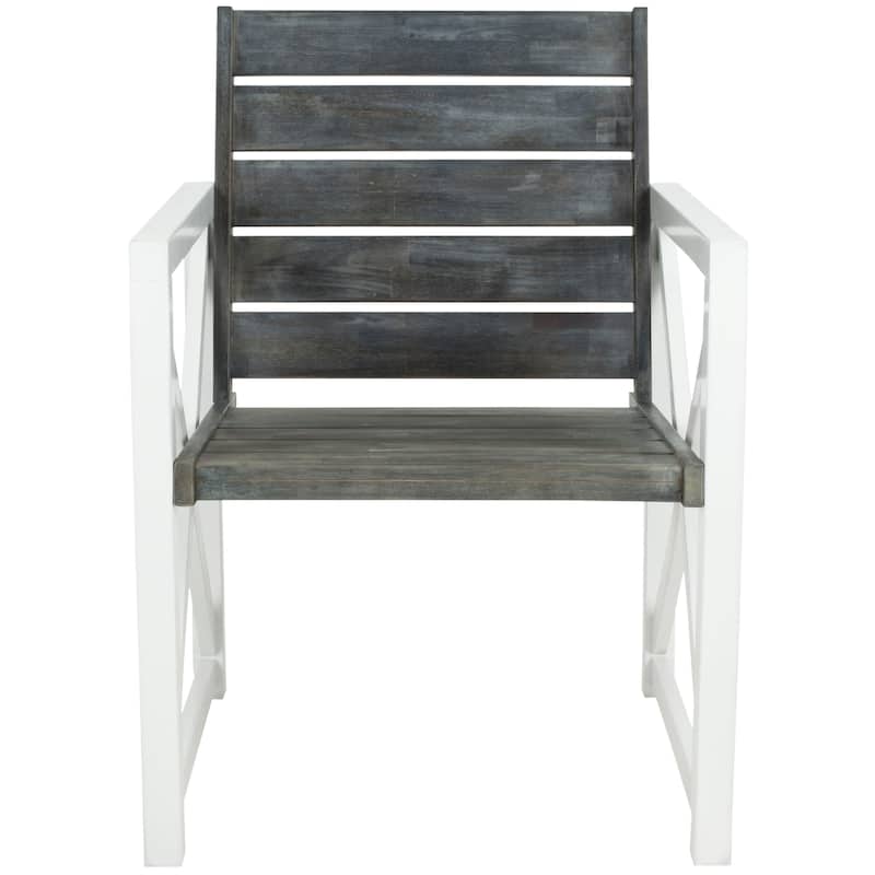 SAFAVIEH Irina White Frame/ Ash Grey Seat Arm Chair (Set of 2) - 24"W x 25"D x 34"H