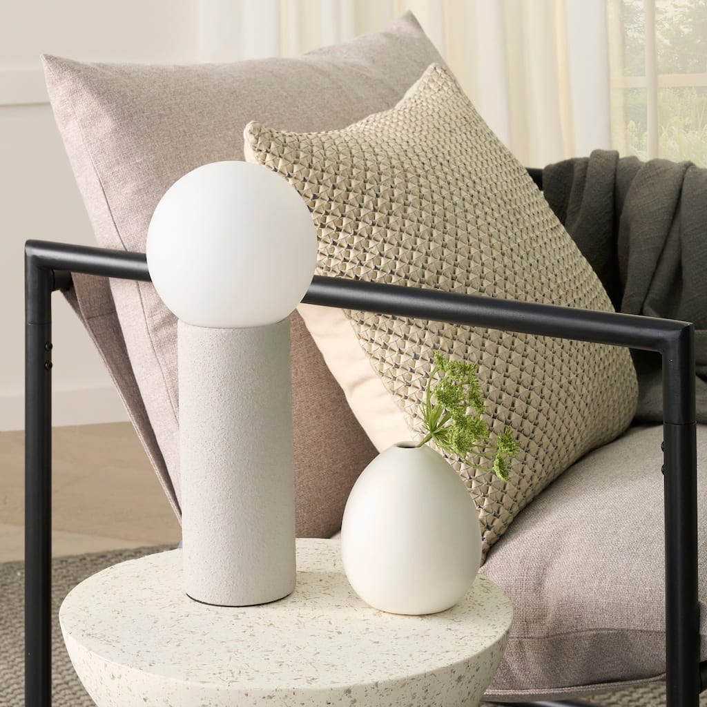 Nourison 14" Frosted Glass Textured Grey Ceramic Accent Table Lamp
