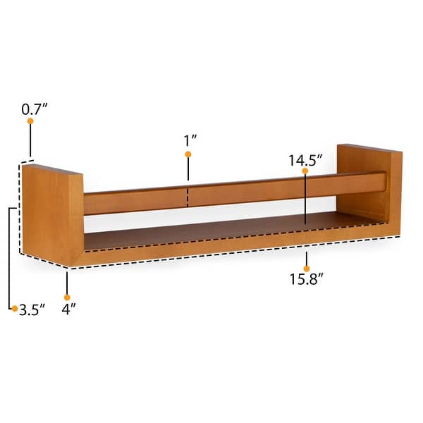 dimension image slide 3 of 5, Wallniture Utah Wood Wall Shelves for Book and Toy Storage (Set of 4)