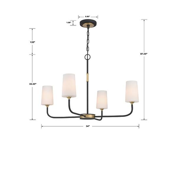Niles 4 Light Black Forged & Modern Gold Chandelier - 34"W x 22.25"H