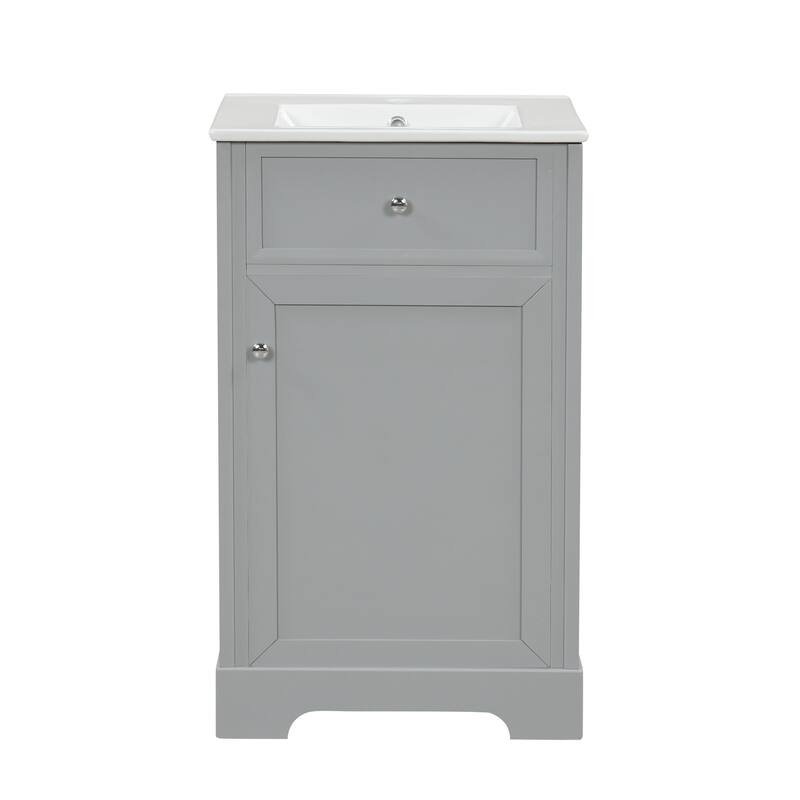 Freestanding Bathroom Vanity with Single Sink, Painted Finish, and Adjustable Shelf, 20"x18"x34" - 20in L