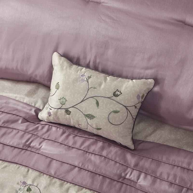 GDF Studio - Embroidered 7-Piece Comforter Set with Decorative Pillows
