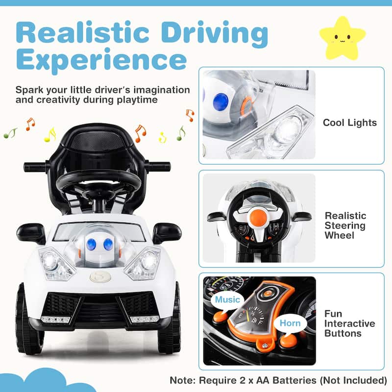 Baby Walking Car with Interactive Lights Horn Sounds and Storage Compartment for Toddlers - 38" x 16" x 35.5"